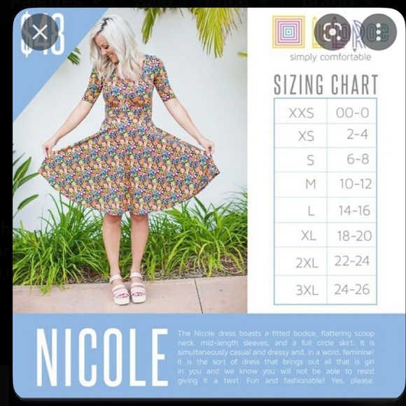 NWOT LuLaRoe Nicole Floral Print Women's Dress Spring Flowers - Picture 7 of 7